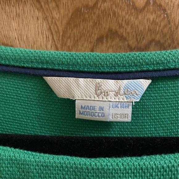 BODEN Libby Ponte Jersey Green Dress Women 10R A-Line Cotton-Blend Stretch - Picture 2 of 13